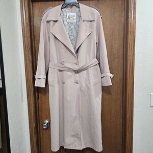 Vintage London Fog Trench Coat Light Blush Pink Size 8 Reg Floral Lining